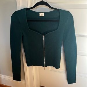 Abercrombie zip-up notch neck slim top